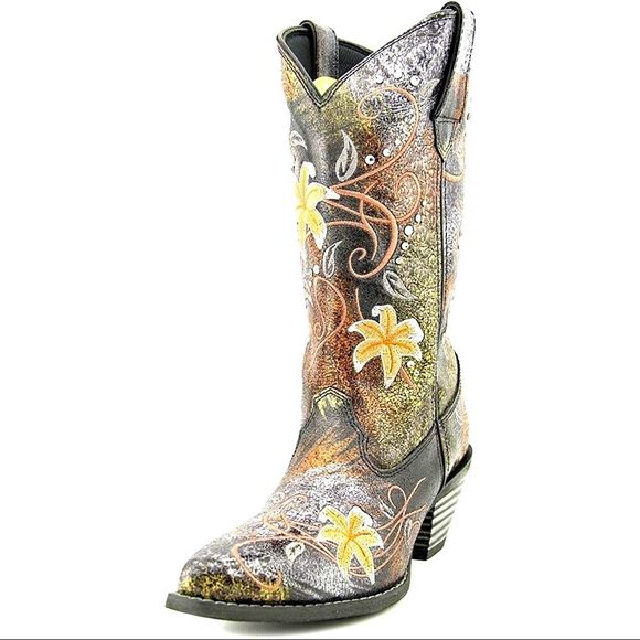 Durango 12" Floral Distressed Metallic Cowboy boot - Picture 2 of 16